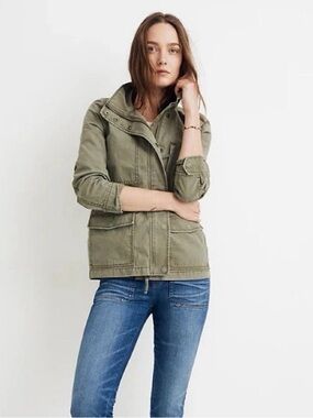 Madewell Olive Green Utility Cargo Field Jacket, Size M Military